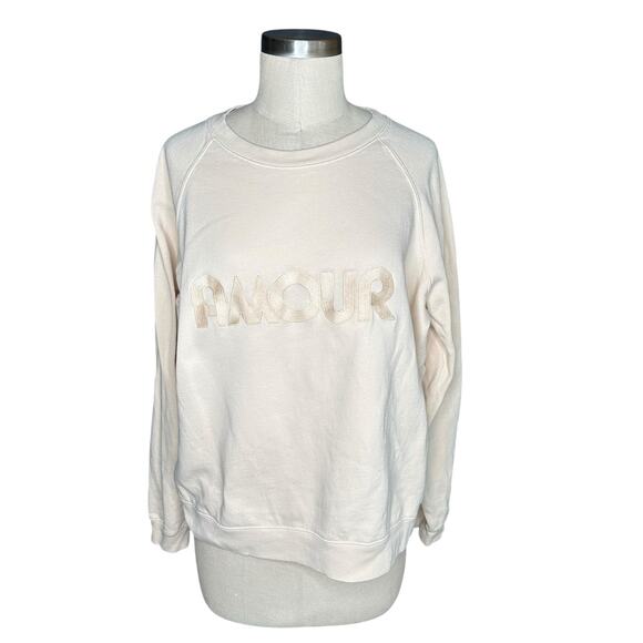 SEZANE Amour Embroidered Print Pullover Crewneck Sweatshirt Women's Size XL - Picture 2 of 9
